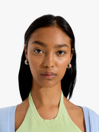 Open Hoop Earrings With Stone