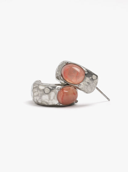 Open Hoop Earrings With Stone