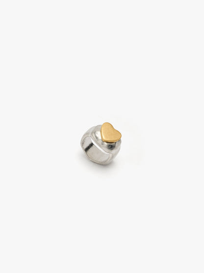 Bicolor Ring With Heart For Pinky