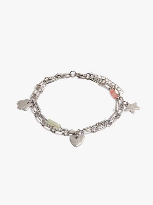 Double Ankle Bracelet With Charms And Stones