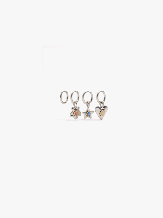 Set Of Hoop Earrings With Assorted Pendants