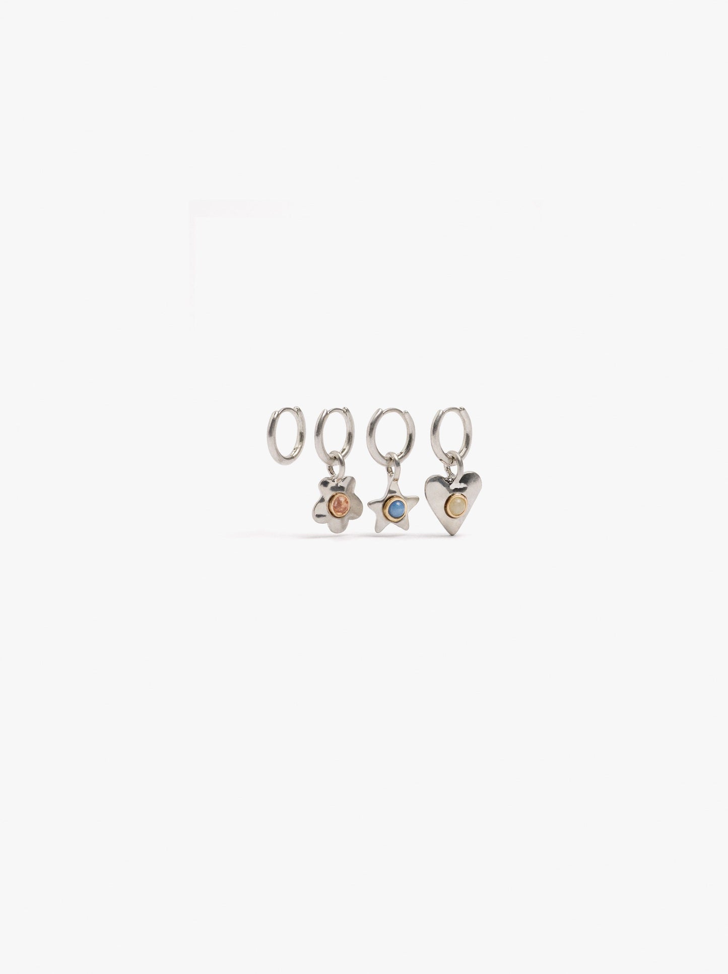 Set Of Hoop Earrings With Assorted Pendants