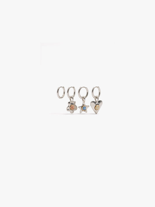 Set Of Hoop Earrings With Assorted Pendants
