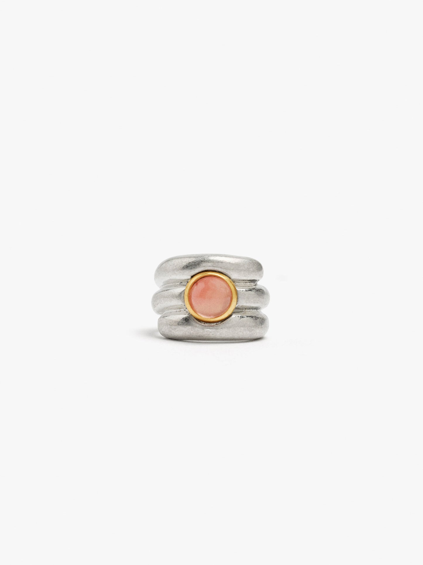 Wide Triple Effect Ring With Stone