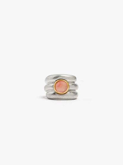 Wide Triple Effect Ring With Stone