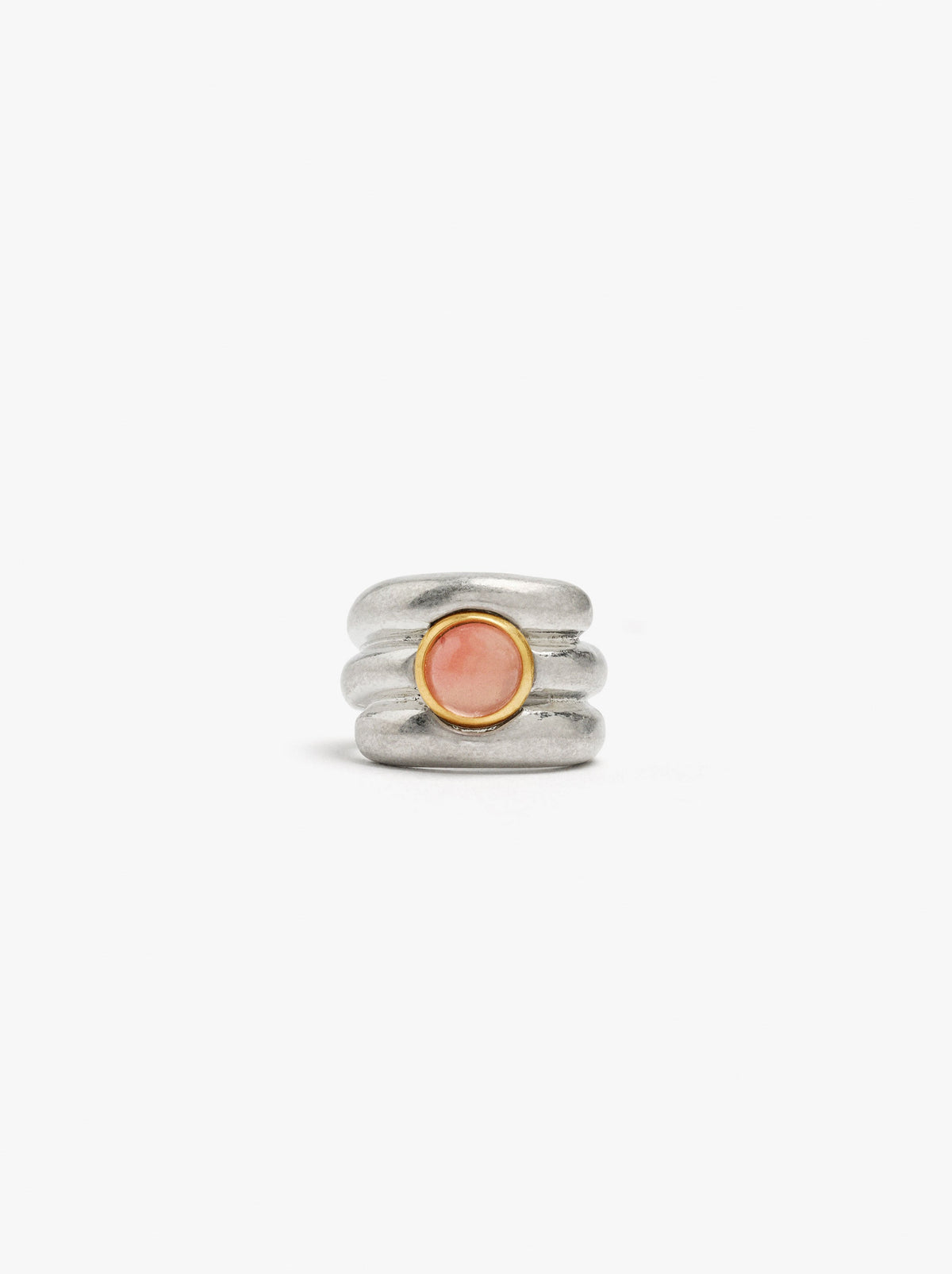 Wide Triple Effect Ring With Stone
