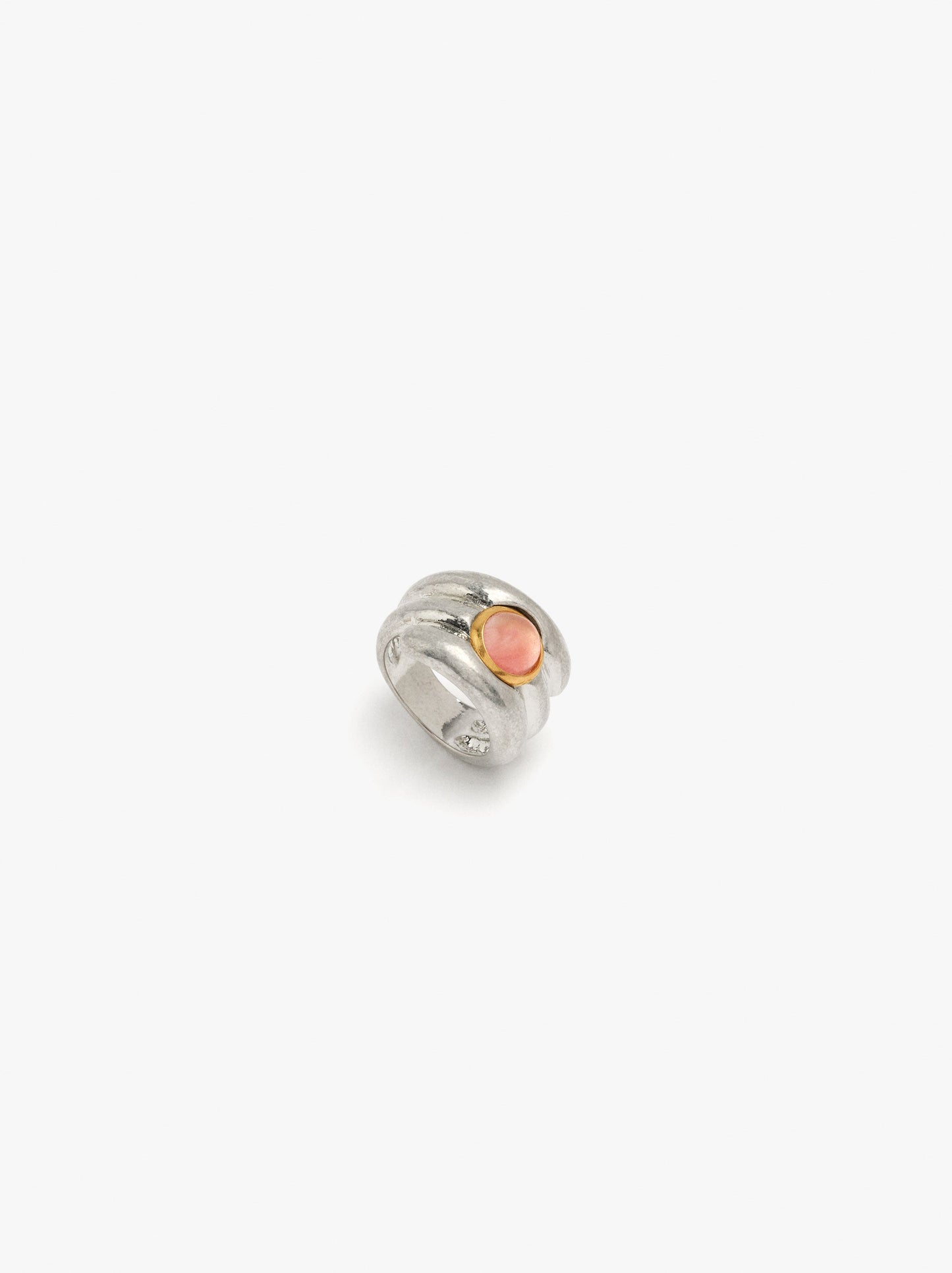 Wide Triple Effect Ring With Stone