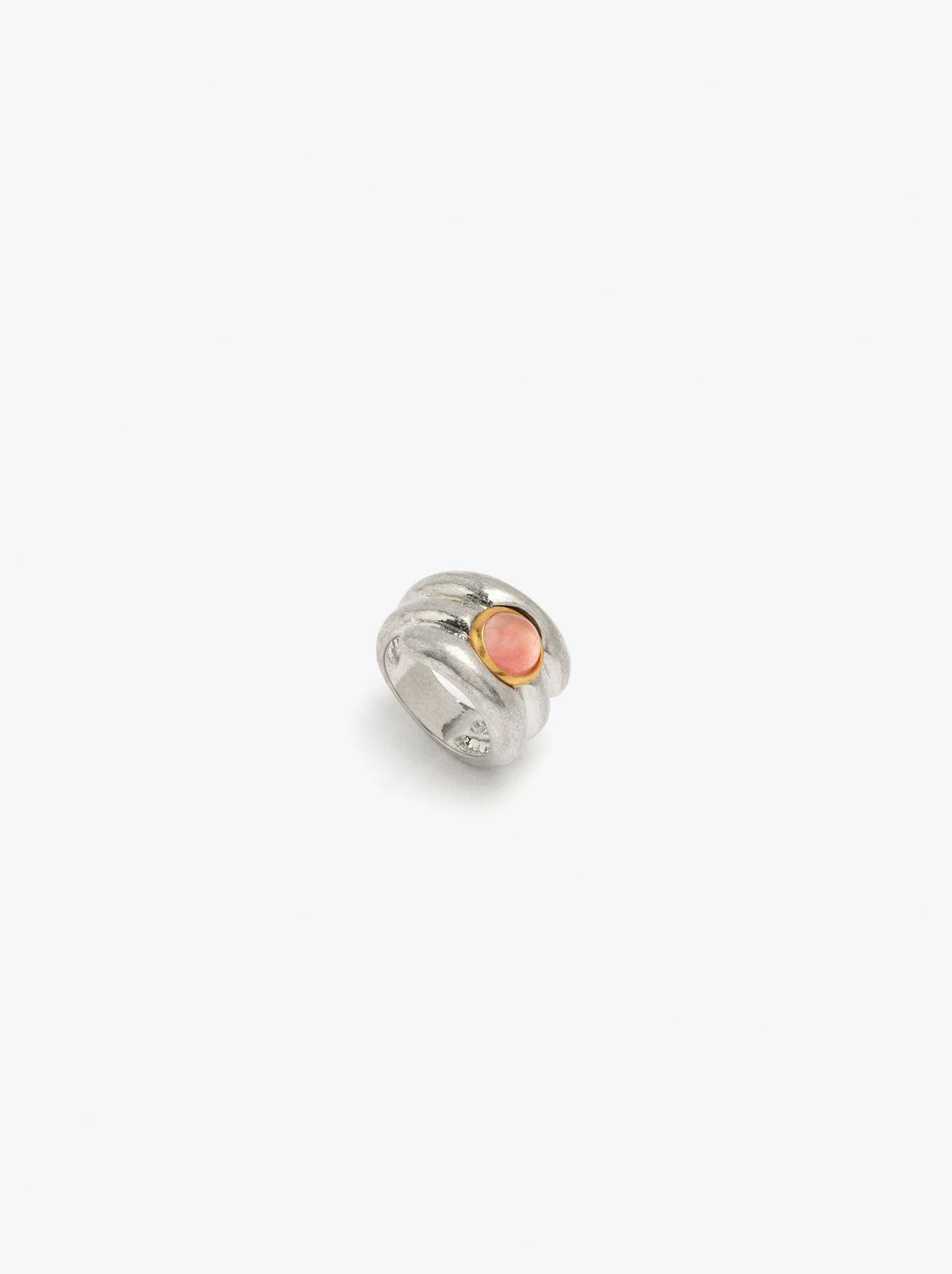 Wide Triple Effect Ring With Stone