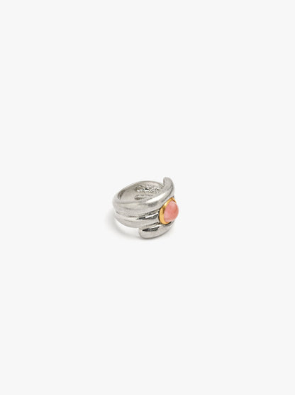 Wide Triple Effect Ring With Stone