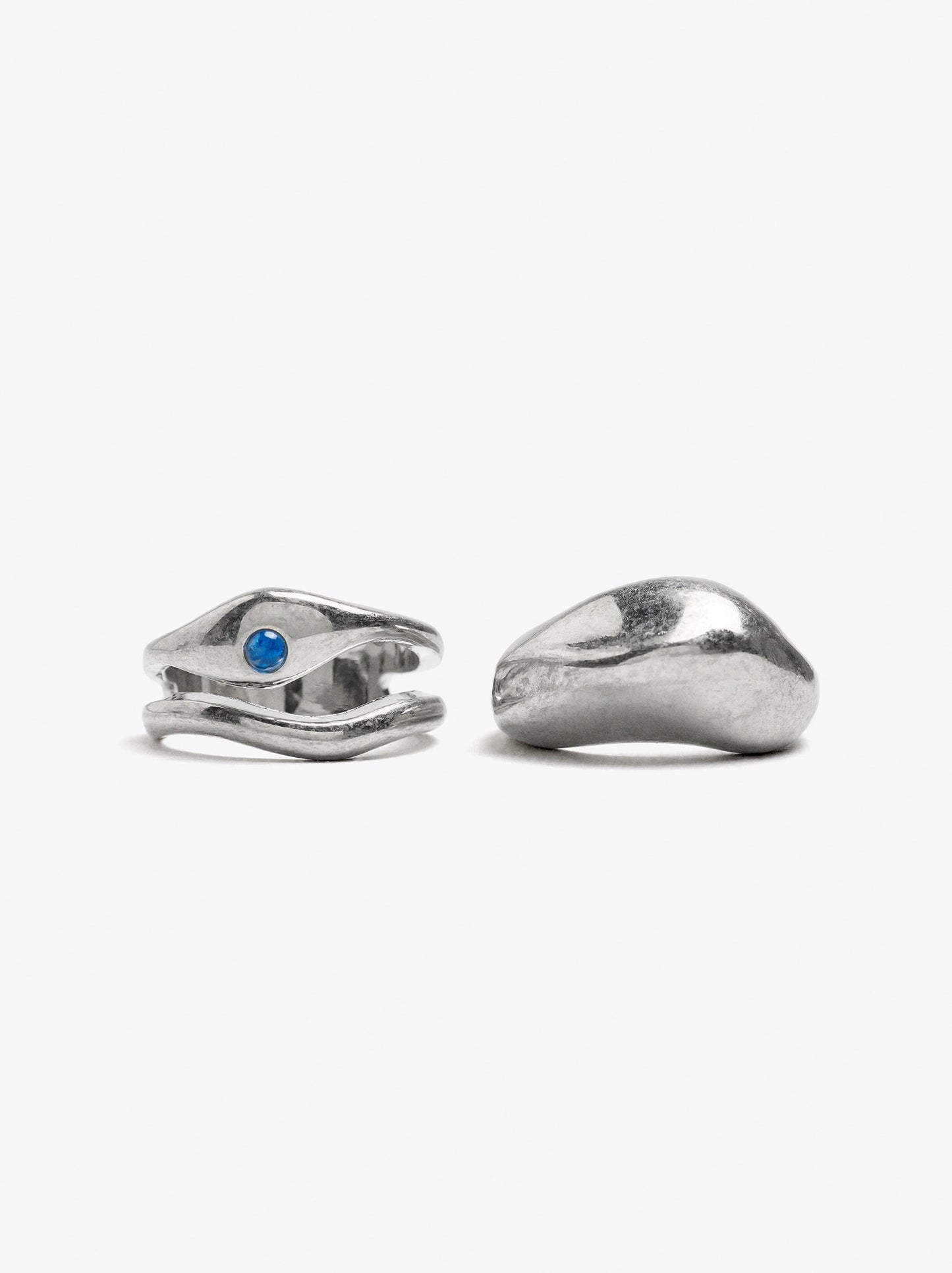 Set Of Wavy Rings With Crystal