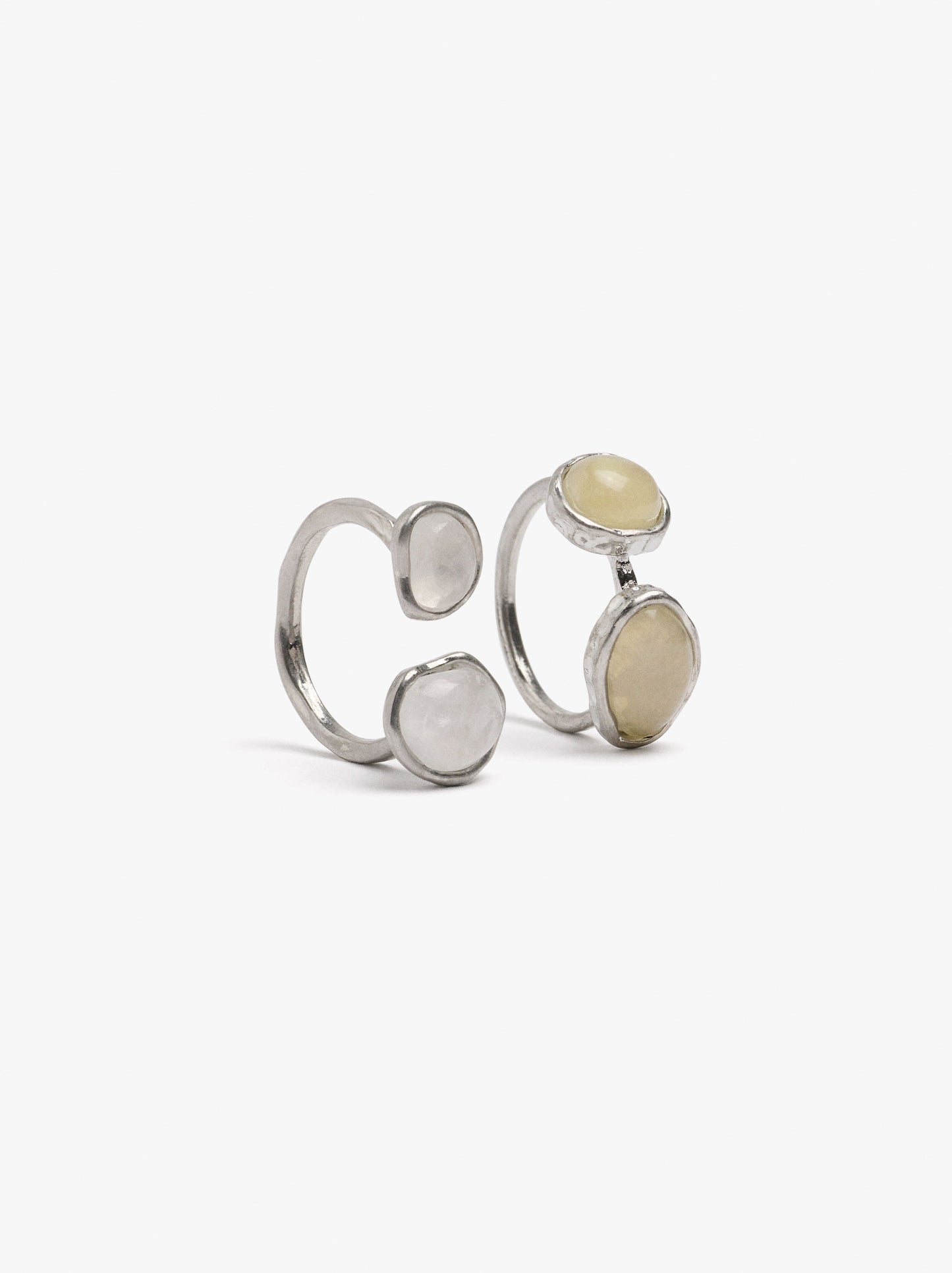 Set Of Open Rings With Stone And Resin