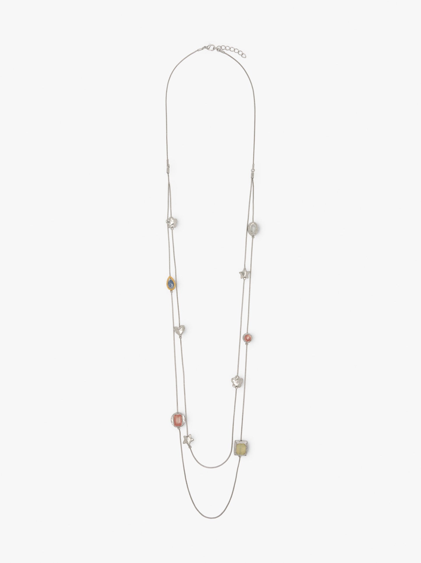 Double Necklace With Pendants And Stones