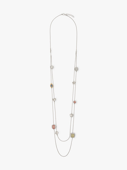 Double Necklace With Pendants And Stones