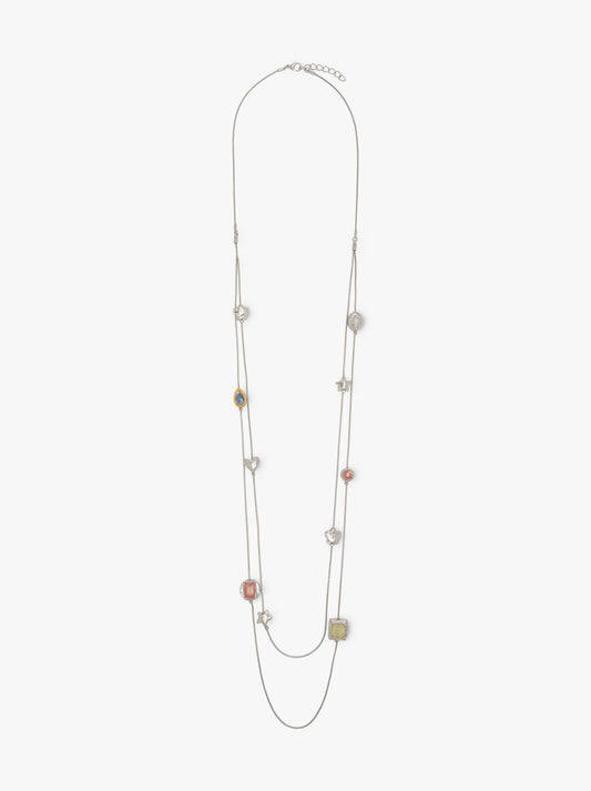 Double Necklace With Pendants And Stones