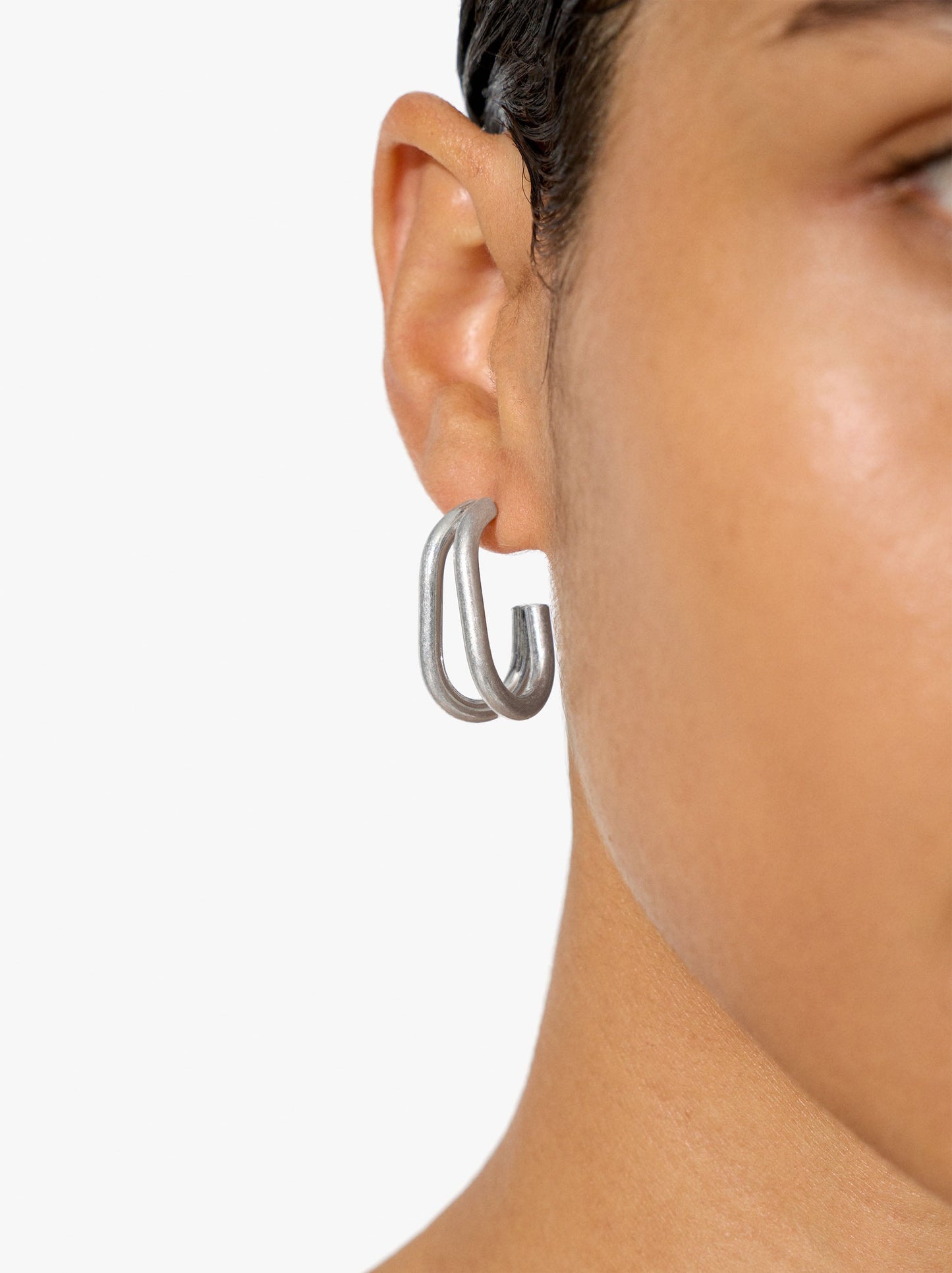 Open Hoop Earrings With Double Effect