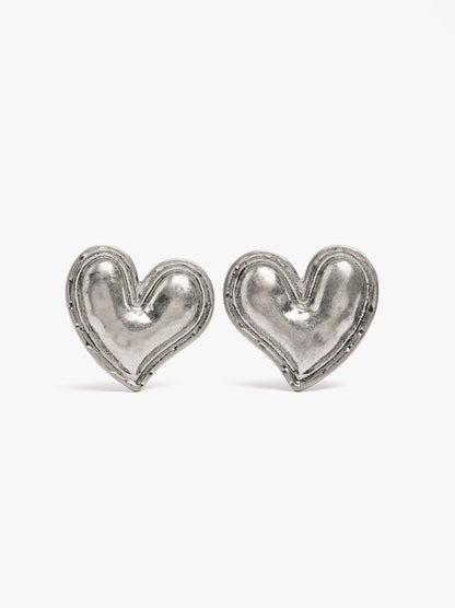Heart Earrings With Embossed Detail