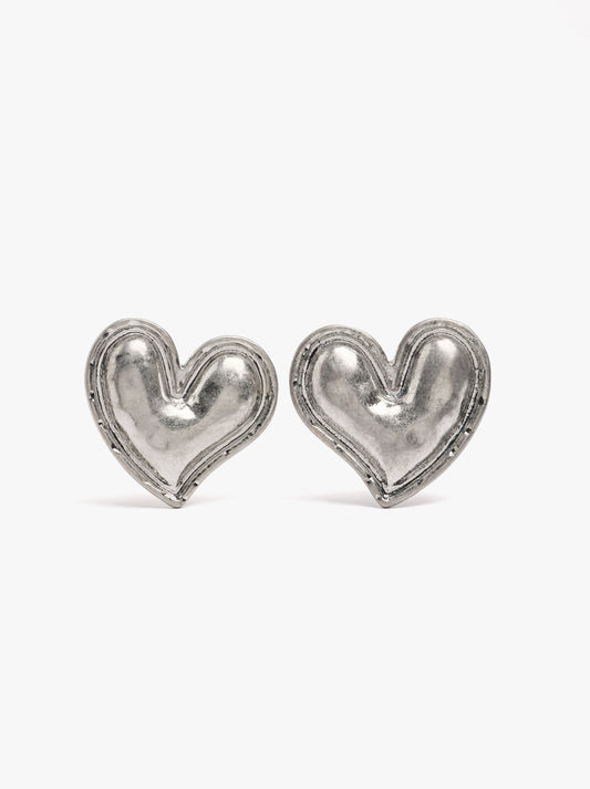 Heart Earrings With Embossed Detail