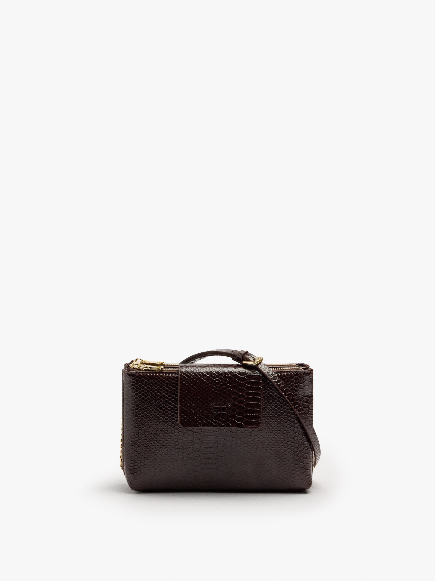 Double Crossbody Bag With Animal Engraving