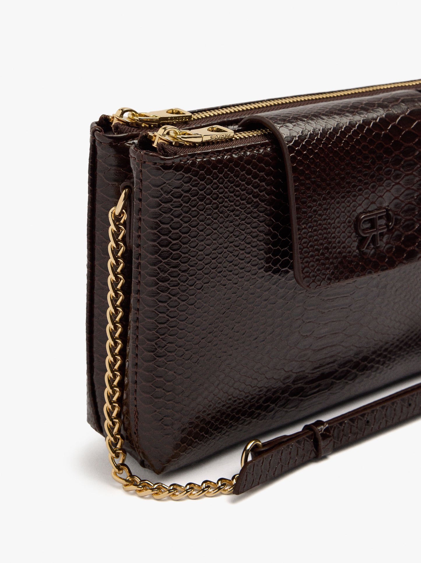 Double Crossbody Bag With Animal Engraving