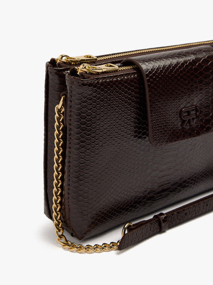 Double Crossbody Bag With Animal Engraving