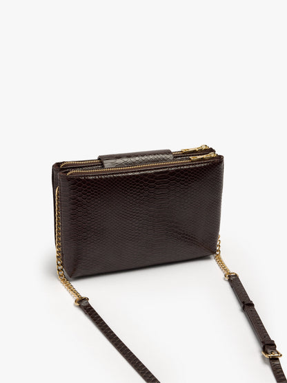 Double Crossbody Bag With Animal Engraving