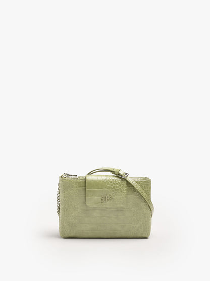 Double Crossbody Bag With Animal Engraving