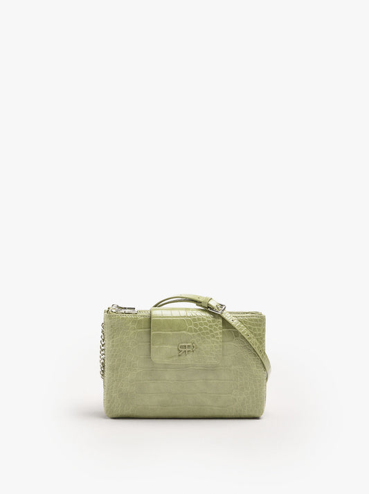 Double Crossbody Bag With Animal Engraving