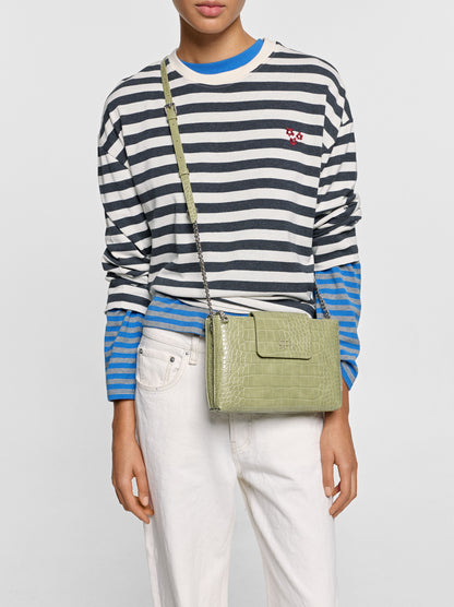 Double Crossbody Bag With Animal Engraving