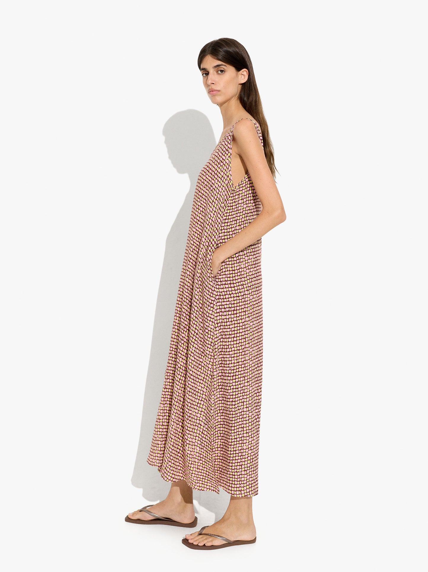 Flowy Printed Dress With Pockets