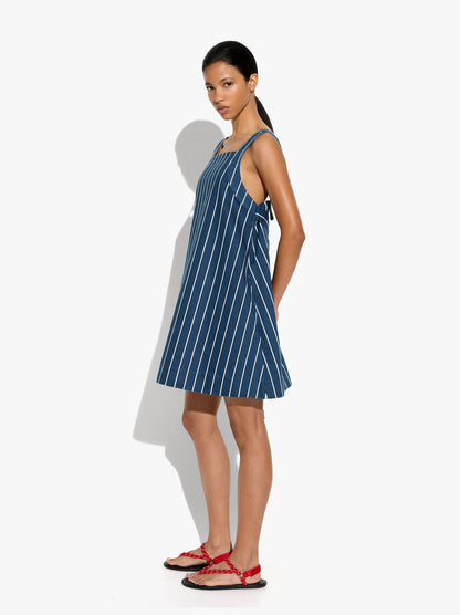 Denim Dress With Stripes With Straps