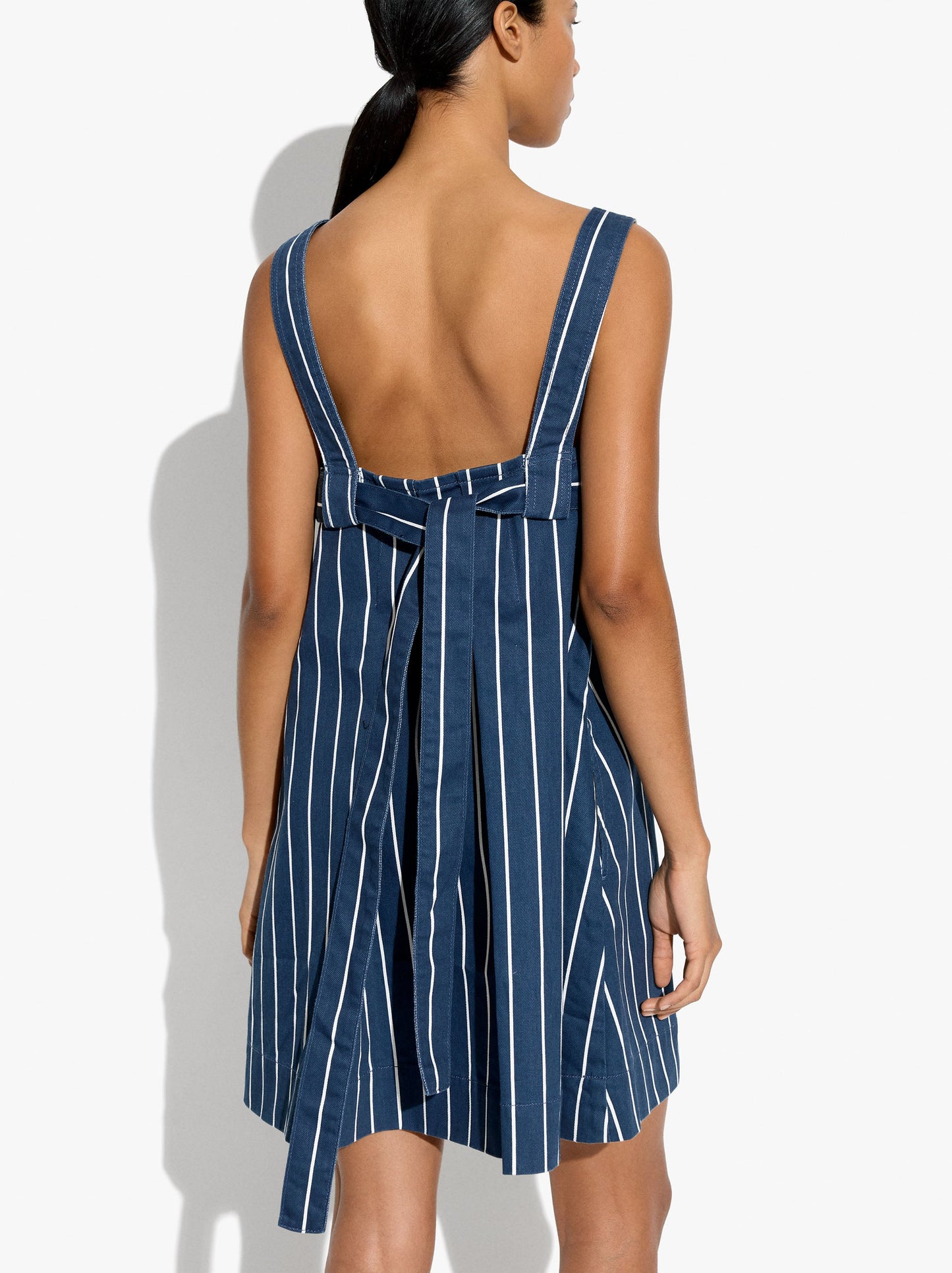 Denim Dress With Stripes With Straps