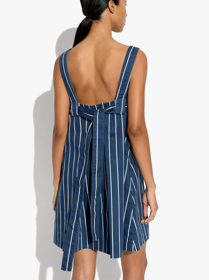 Denim Dress With Stripes With Straps