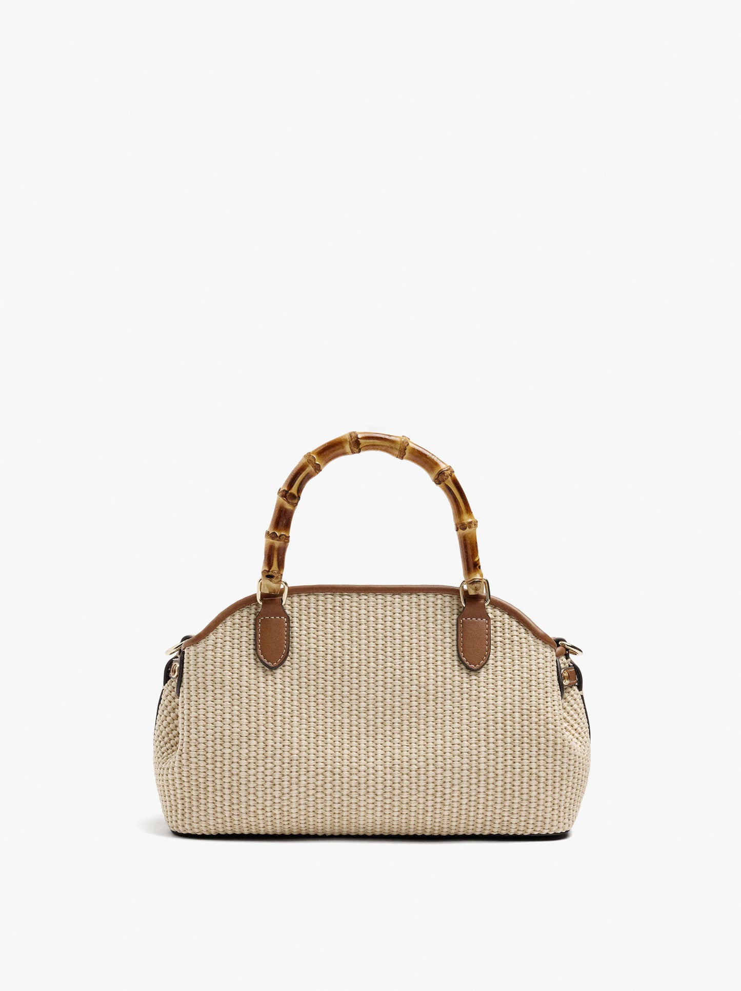 Oval Tote Bag With Paper Straw Effect