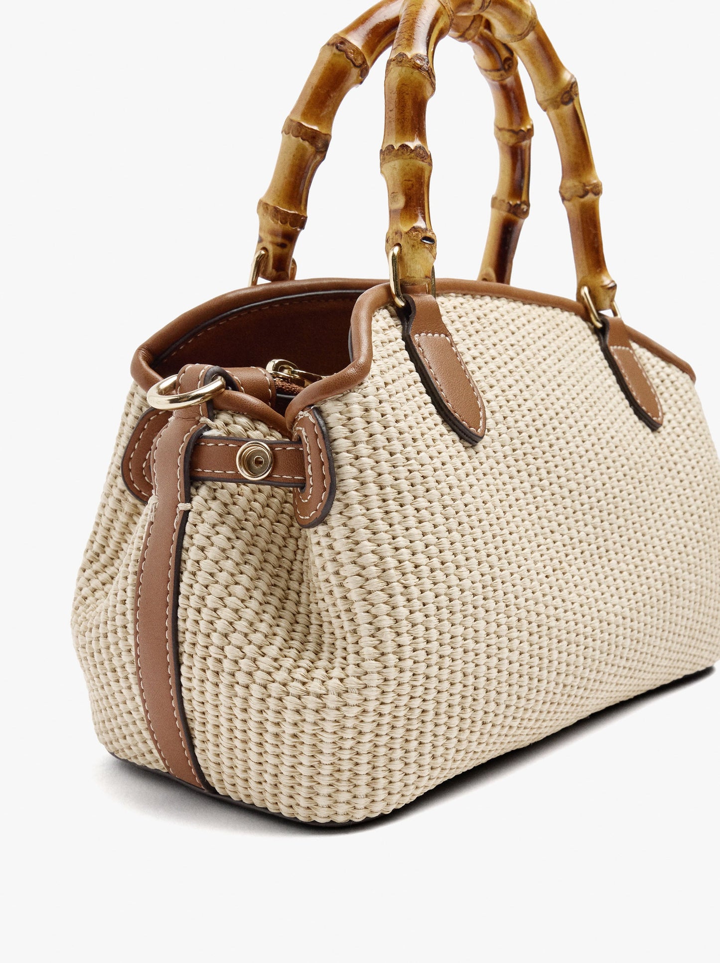 Oval Tote Bag With Paper Straw Effect