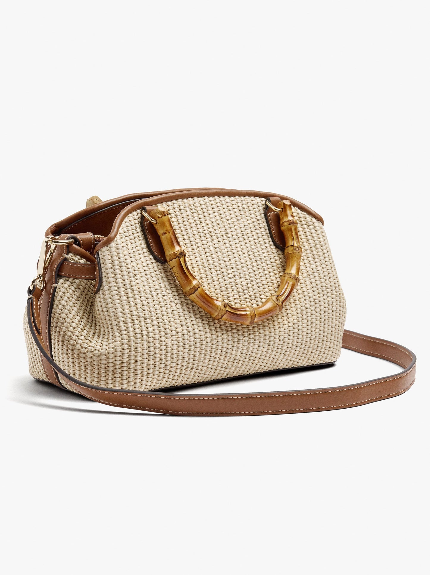 Oval Tote Bag With Paper Straw Effect