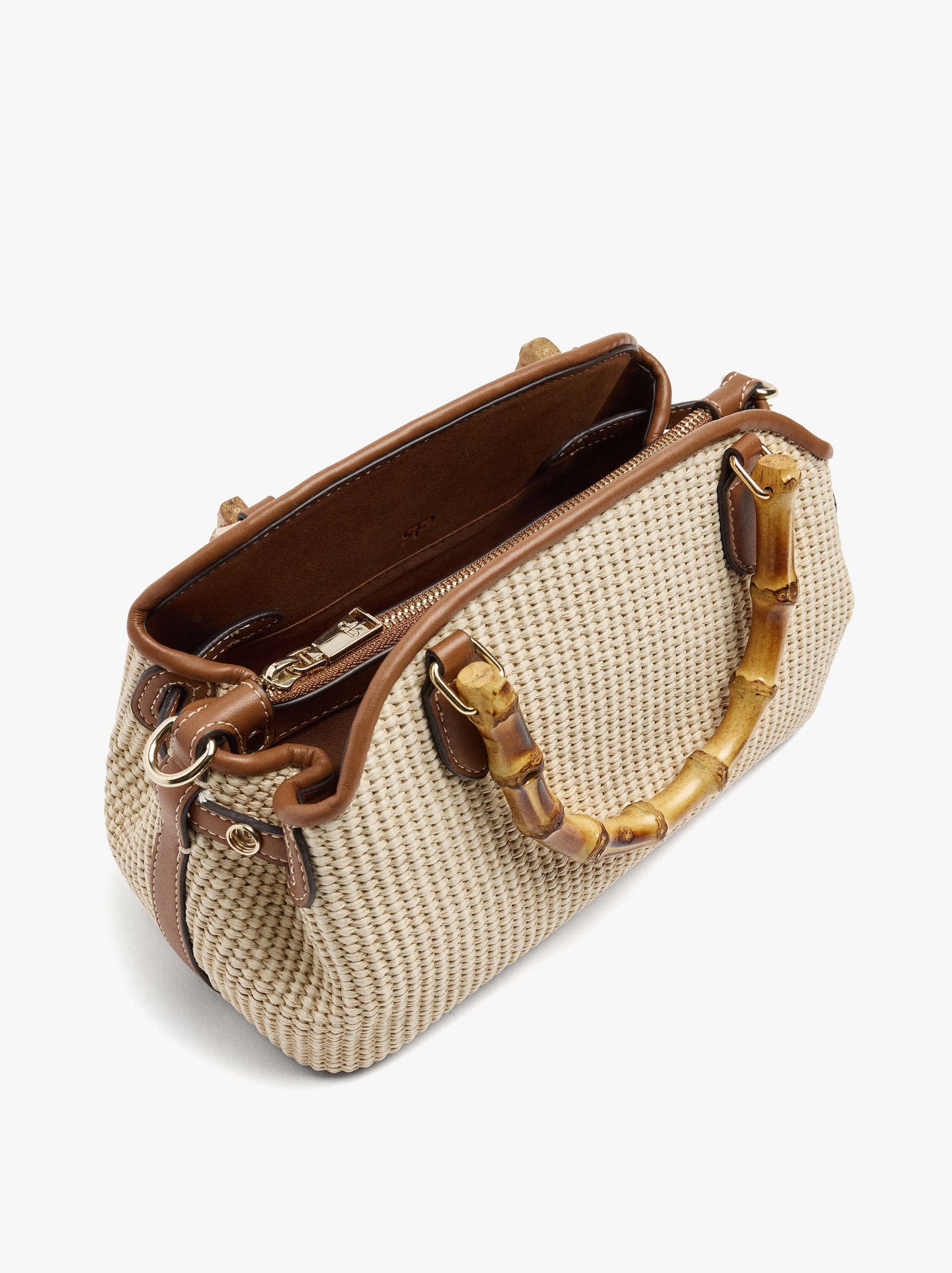 Oval Tote Bag With Paper Straw Effect