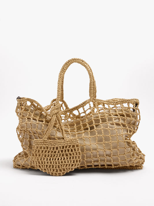 Shopper Bag With Mesh And Removable Pouch