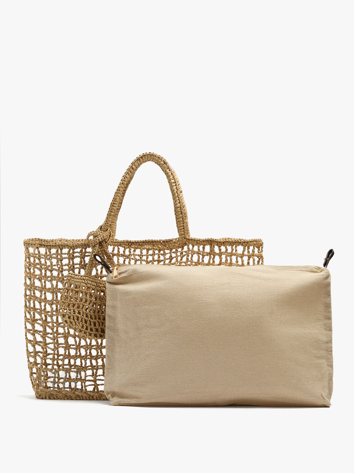 Shopper Bag With Mesh And Removable Pouch