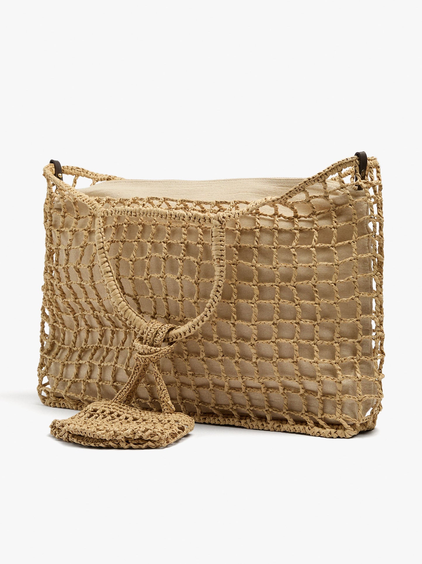 Shopper Bag With Mesh And Removable Pouch