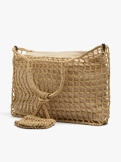 Shopper Bag With Mesh And Removable Pouch