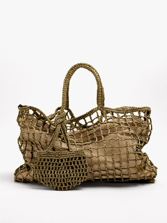 Shopper Bag With Mesh And Removable Pouch
