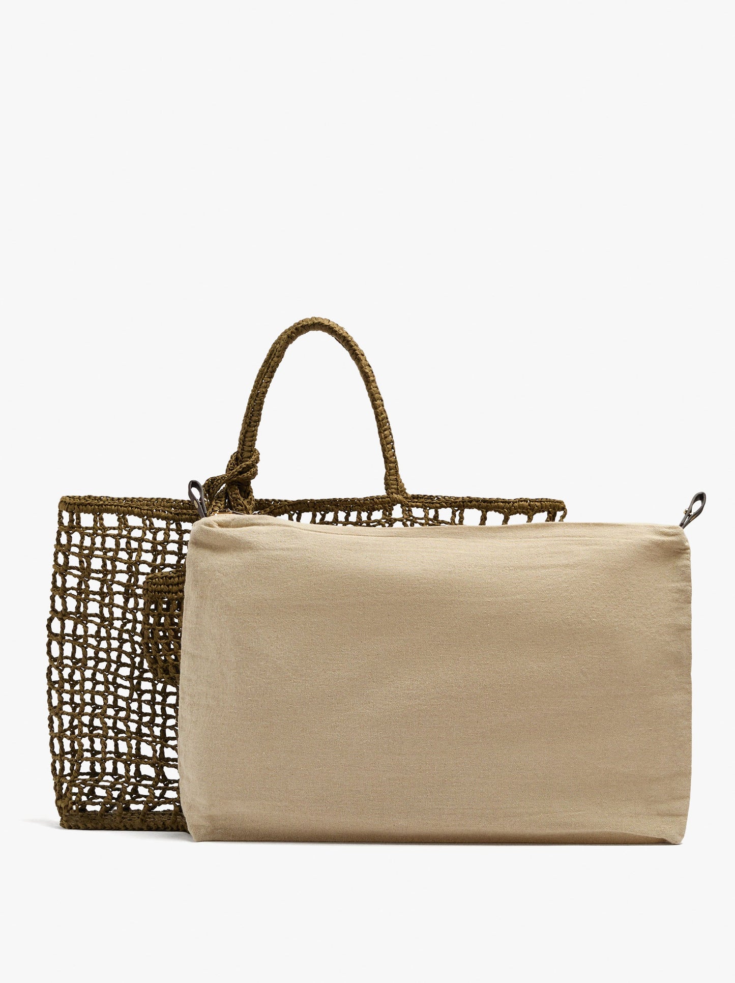 Shopper Bag With Mesh And Removable Pouch