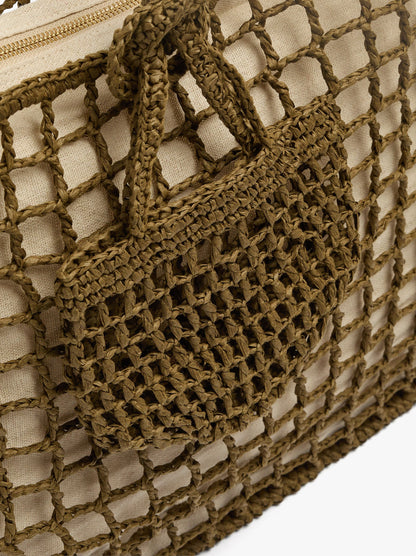 Shopper Bag With Mesh And Removable Pouch