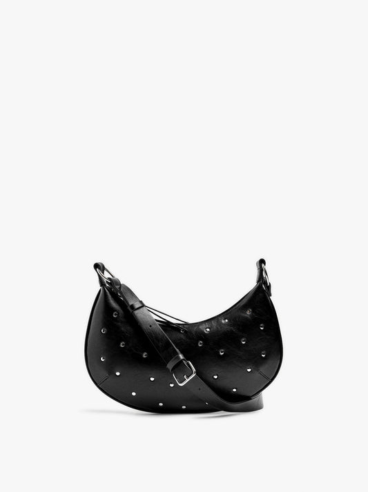 Half-Moon Crossbody Bag With Studs