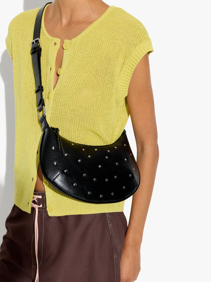 Half-Moon Crossbody Bag With Studs