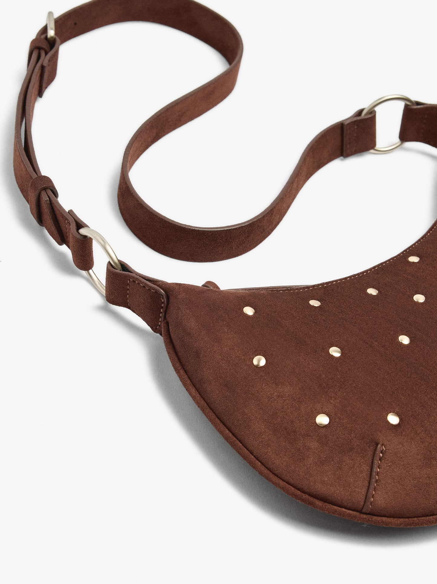 Half-Moon Leather-Effect Crossbody Bag With Studs