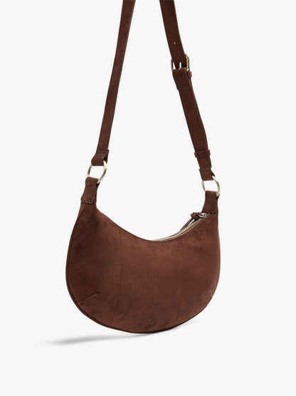 Half-Moon Leather-Effect Crossbody Bag With Studs