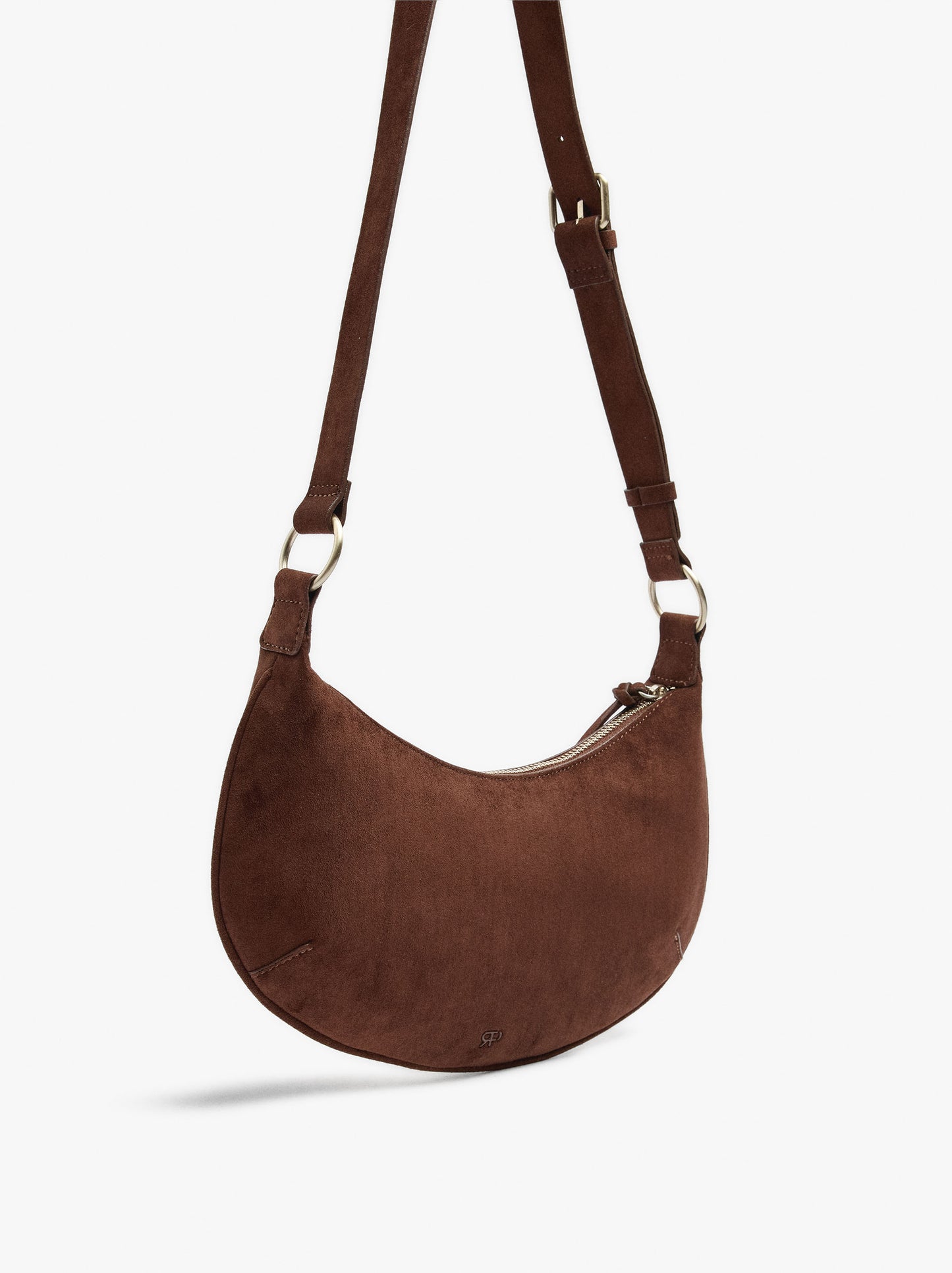 Half-Moon Leather-Effect Crossbody Bag With Studs