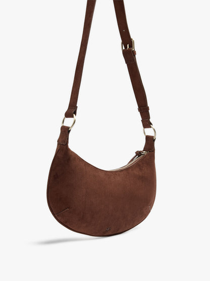 Half-Moon Leather-Effect Crossbody Bag With Studs