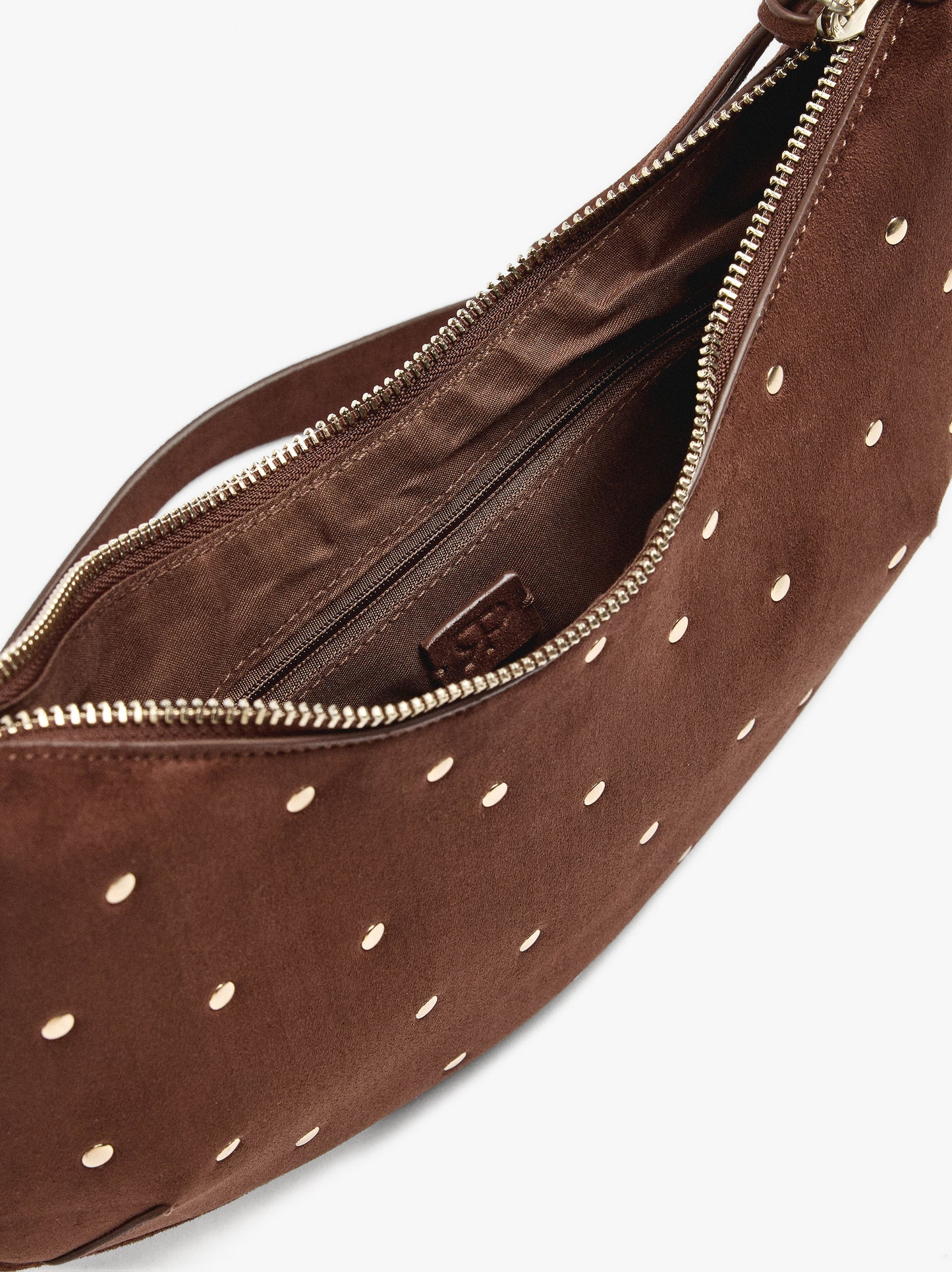 Half-Moon Leather-Effect Crossbody Bag With Studs